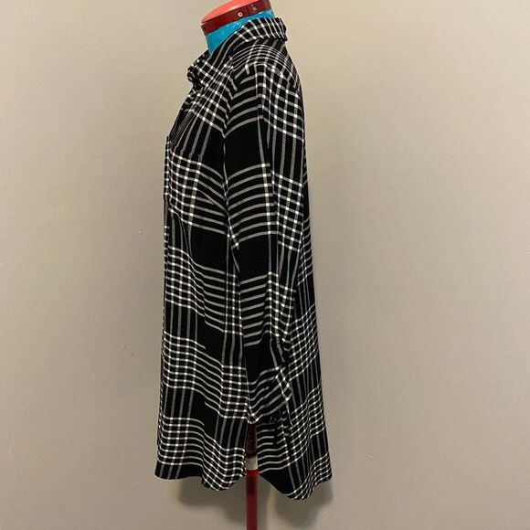 New Direction Oversized Button Up High Low Long Sleeve Shirt Dress Size M - Picture 6 of 9